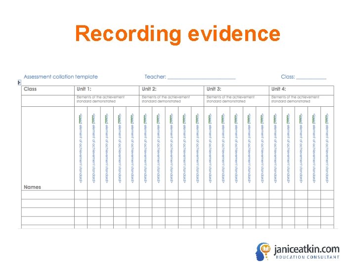 Recording evidence 