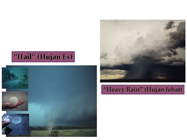 “Hail” (Hujan Es) “Heavy Rain” (Hujan lebat) 