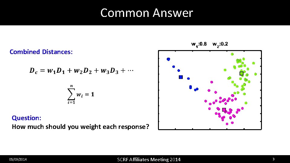 Common Answer Combined Distances: Question: How much should you weight each response? 05/09/2014 SCRF