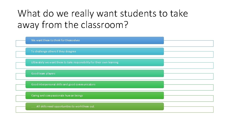 What do we really want students to take away from the classroom? We want