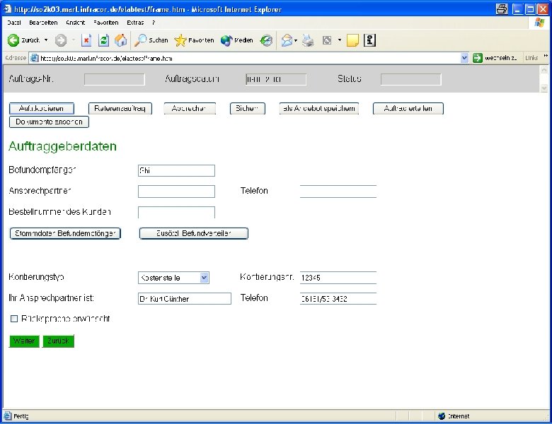 Auftragsvergabe im Intranet bzw. Internet jw Thomas Mickley 27. 03 Webbasiertes Dienstleistungs-Bestell-System Seite 11