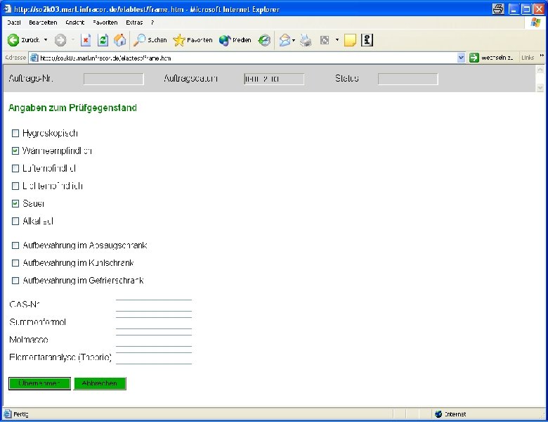 Auftragsbearbeitung im SAP (jw. LIMS) jw Thomas Mickley 27. 03 Webbasiertes Dienstleistungs-Bestell-System Seite 13