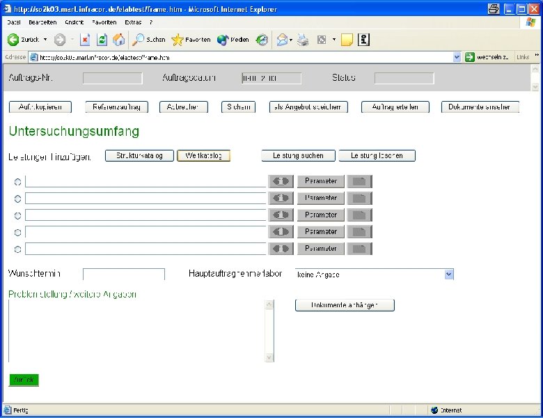 Auftragsbearbeitung im SAP (jw. LIMS) jw Thomas Mickley 27. 03 Webbasiertes Dienstleistungs-Bestell-System Seite 15