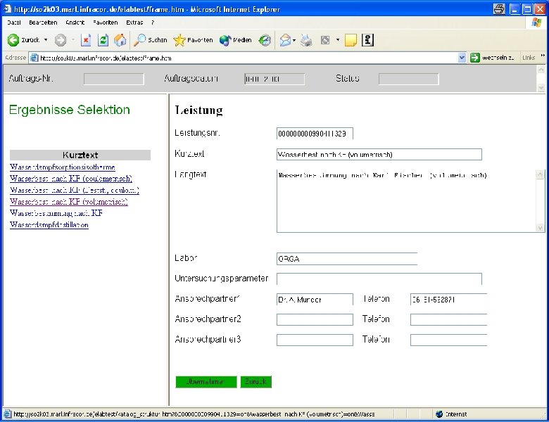 Auftragsbearbeitung im SAP (jw. LIMS) jw Thomas Mickley 27. 03 Webbasiertes Dienstleistungs-Bestell-System Seite 18