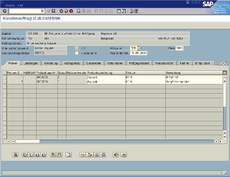 Auftragsbearbeitung im SAP (jw. LIMS) jw Thomas Mickley 27. 03 Webbasiertes Dienstleistungs-Bestell-System Seite 26
