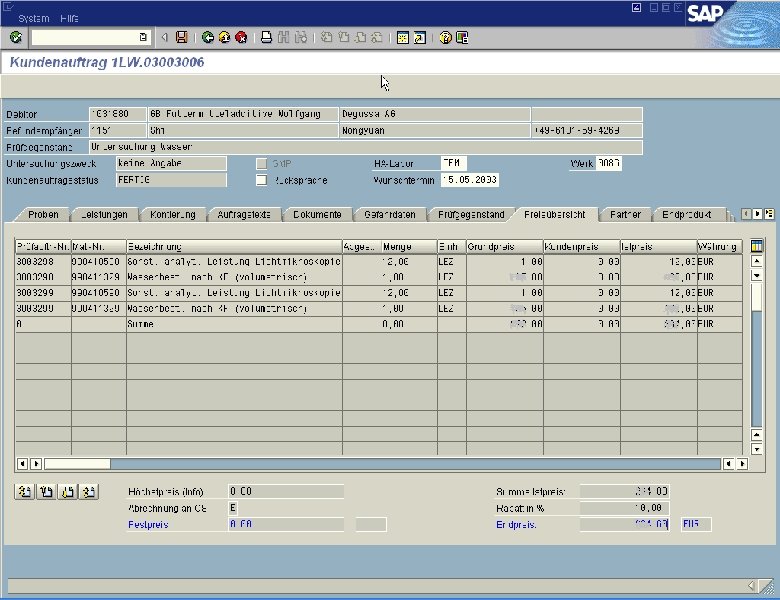 Auftragsbearbeitung im SAP (jw. LIMS) jw Thomas Mickley 27. 03 Webbasiertes Dienstleistungs-Bestell-System Seite 27