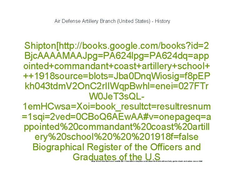Air Defense Artillery Branch (United States) - History 1 Shipton[http: //books. google. com/books? id=2