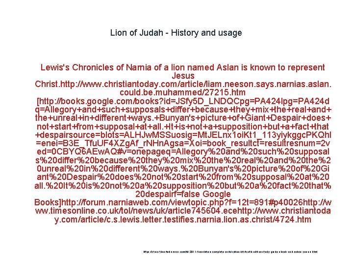 Lion of Judah - History and usage 1 Lewis's Chronicles of Narnia of a