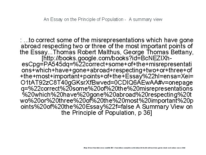 An Essay on the Principle of Population - A summary view 1 : .