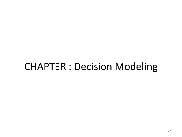 CHAPTER : Decision Modeling 27 