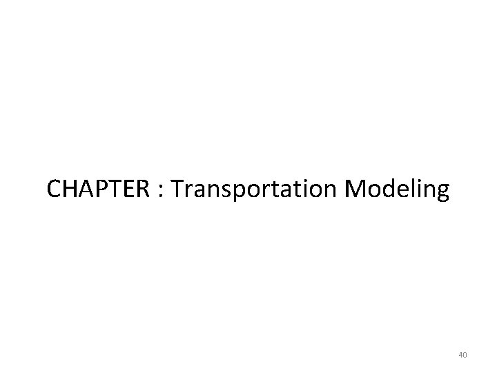 CHAPTER : Transportation Modeling 40 