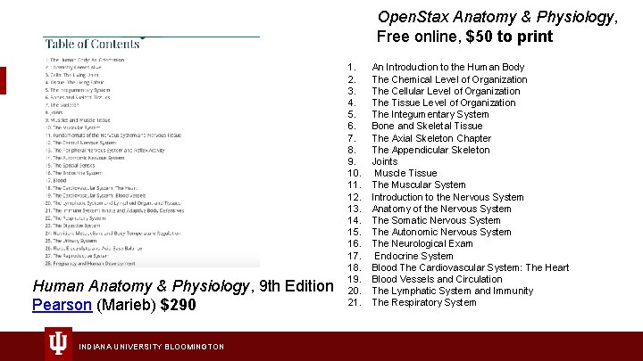 Open. Stax Anatomy & Physiology, Free online, $50 to print Human Anatomy & Physiology,