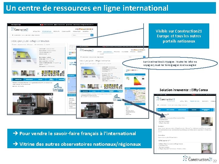 Un centre de ressources en ligne international Visible sur Construction 21 Europe et tous