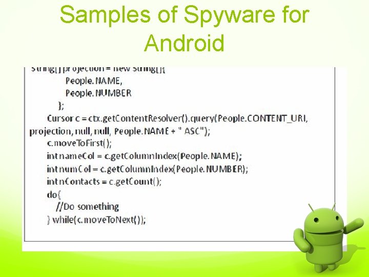 Samples of Spyware for Android 