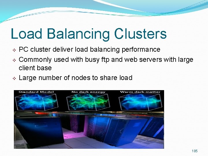 Load Balancing Clusters v v v PC cluster deliver load balancing performance Commonly used Load Balancing Clusters v v v PC cluster deliver load balancing performance Commonly used