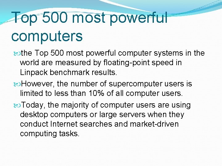 Top 500 most powerful computers the Top 500 most powerful computer systems in the