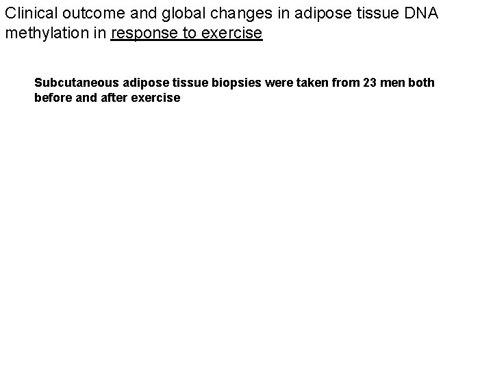 Clinical outcome and global changes in adipose tissue DNA methylation in response to exercise