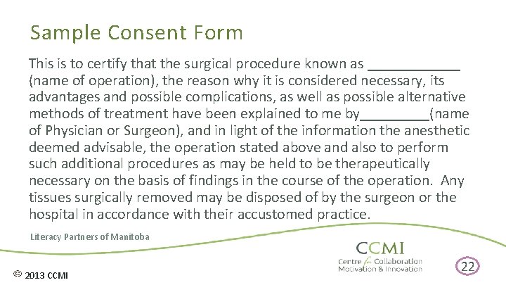 Sample Consent Form This is to certify that the surgical procedure known as ______