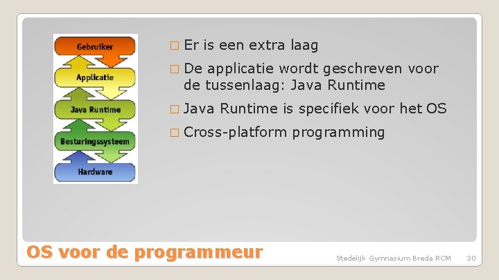 � Er is een extra laag � De applicatie wordt geschreven voor de tussenlaag: