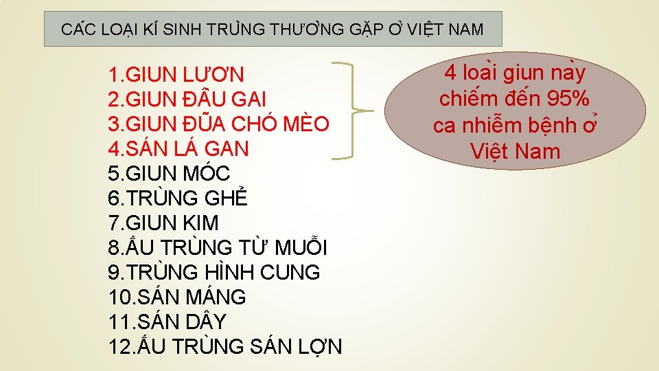 CA C LOA I KI SINH TRU NG THƯƠ NG GĂ P Ơ VIÊ