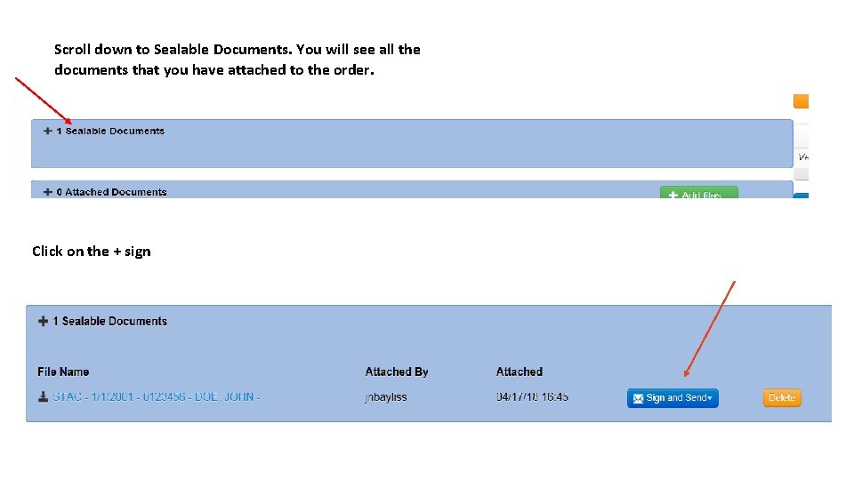 Scroll down to Sealable Documents. You will see all the documents that you have