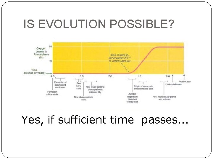 IS EVOLUTION POSSIBLE? Yes, if sufficient time passes. . . 