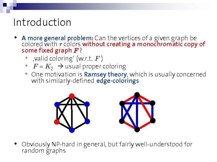 Introduction • A more general problem: Can the vertices of a given graph be
