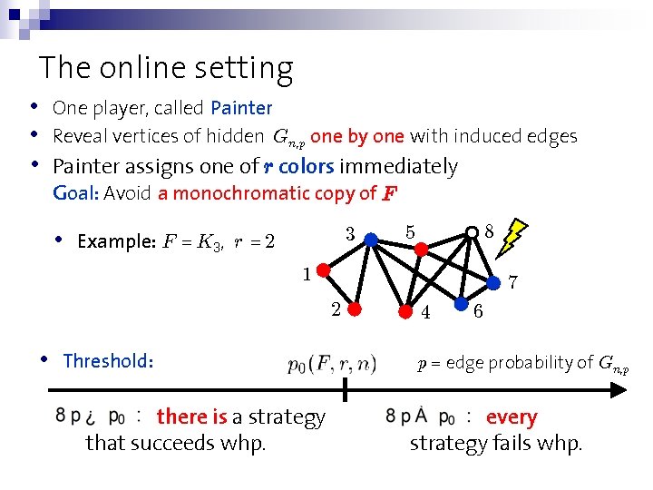 The online setting • • • One player, called Painter Reveal vertices of hidden