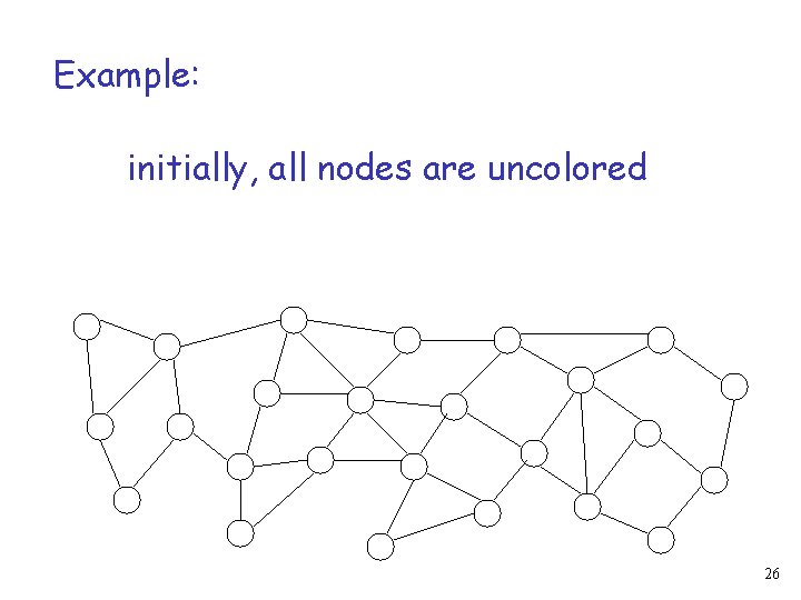 Example: initially, all nodes are uncolored 26 