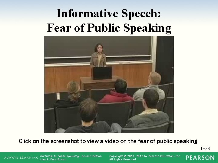 Informative Speech: Fear of Public Speaking Click on the screenshot to view a video