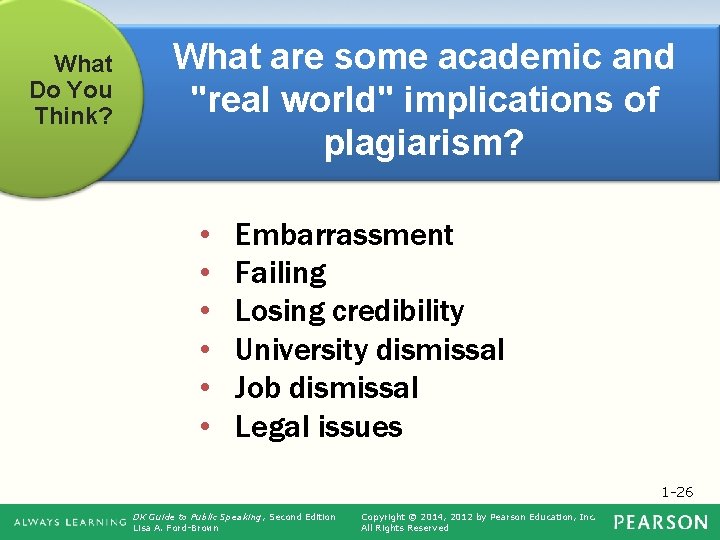 What Do You Think? What are some academic and "real world" implications of plagiarism?