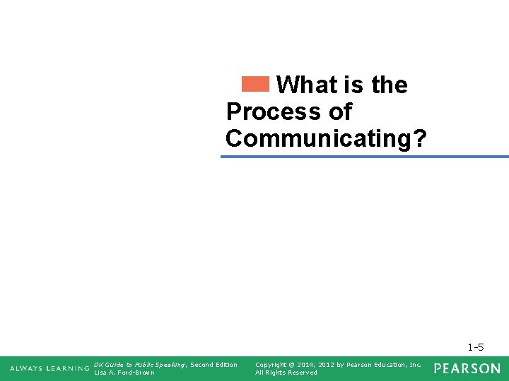 What is the Process of Communicating? 1 -5 DK Guide to Public Speaking, Second