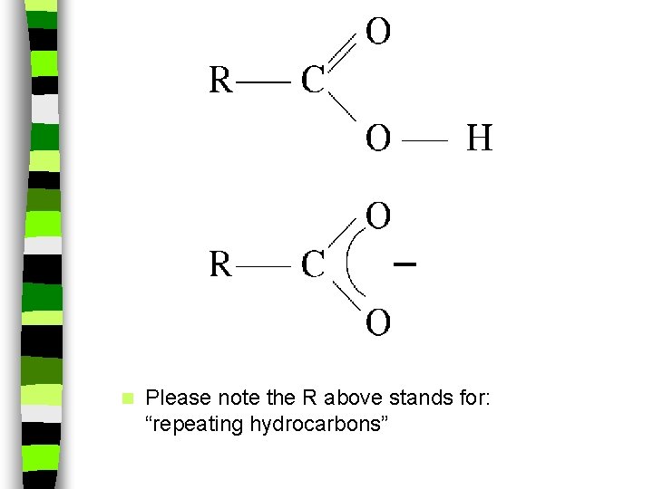 n Please note the R above stands for: “repeating hydrocarbons” 