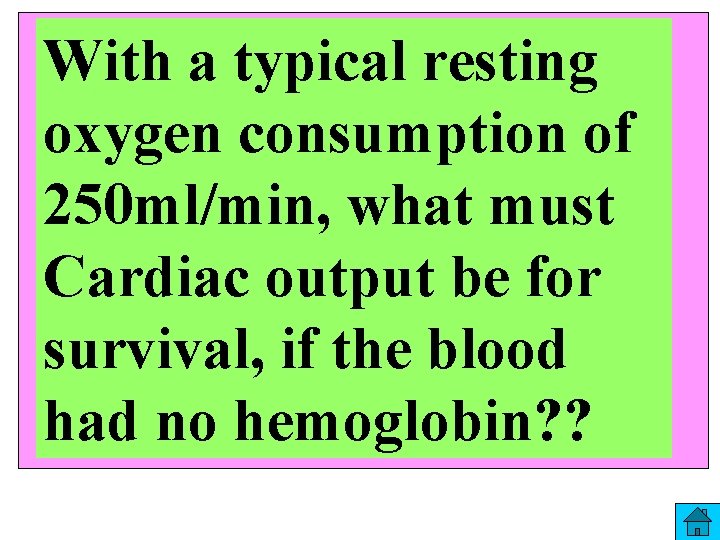 With a typical resting oxygen consumption of 250 ml/min, what must Cardiac output be