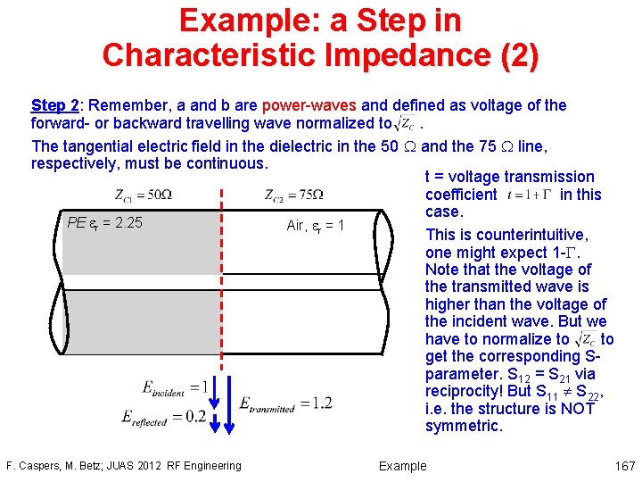 Example: a Step in Characteristic Impedance (2) Step 2: Remember, a and b are