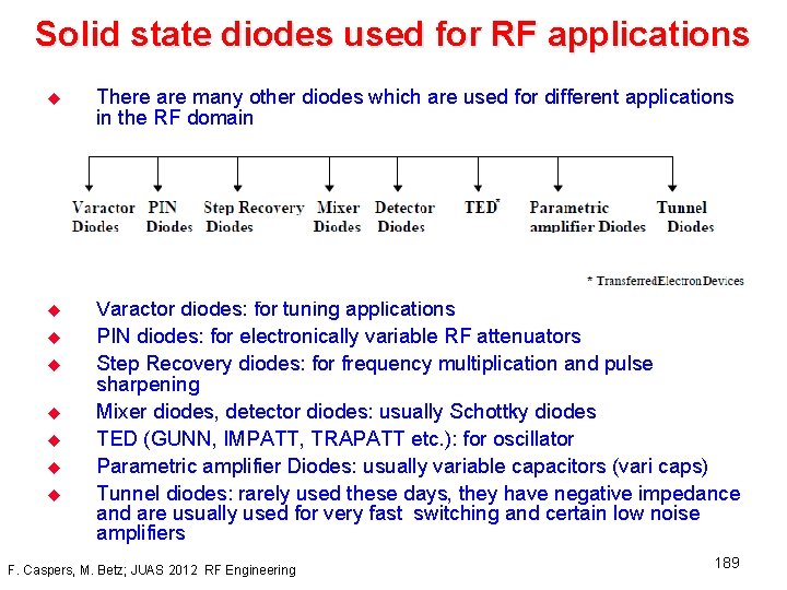 Solid state diodes used for RF applications u There are many other diodes which