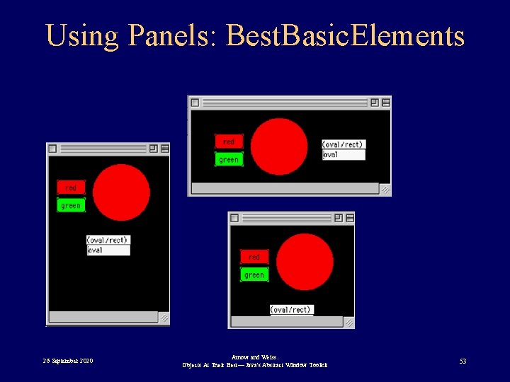 Using Panels: Best. Basic. Elements 26 September 2020 Arnow and Weiss: Objects At Their