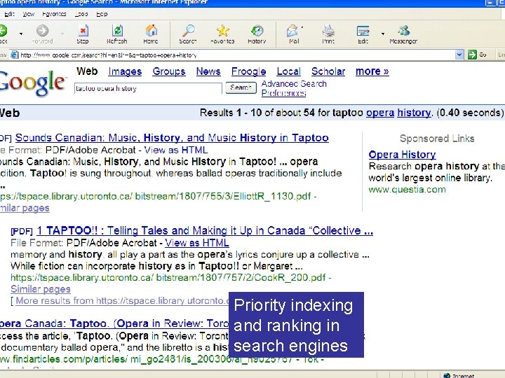 Priority indexing and ranking in search engines 