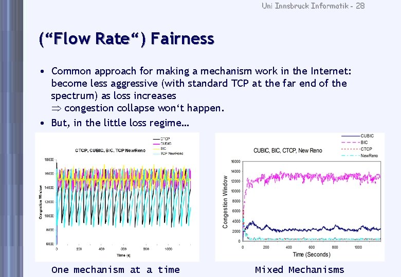 Uni Innsbruck Informatik - 28 (“Flow Rate“) Fairness • Common approach for making a
