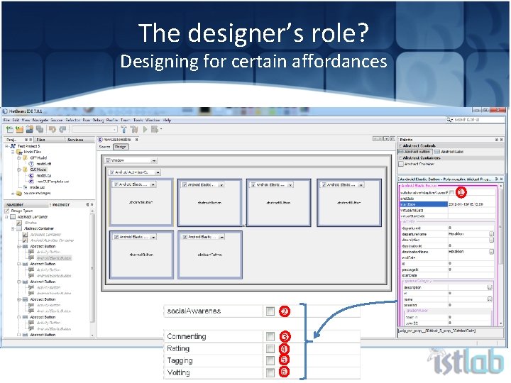 The designer’s role? Designing for certain affordances 1 2 3 4 5 6 