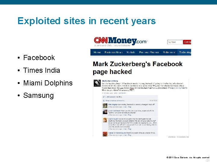Exploited sites in recent years • Facebook • Times India • Miami Dolphins •