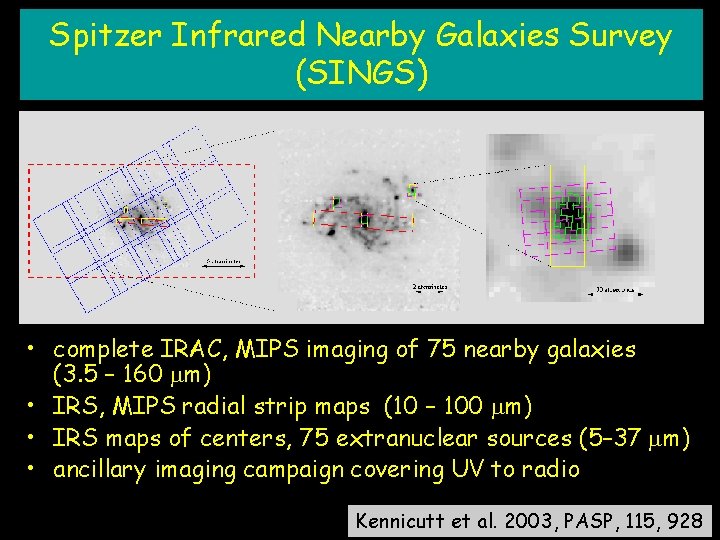Spitzer Infrared Nearby Galaxies Survey (SINGS) • complete IRAC, MIPS imaging of 75 nearby