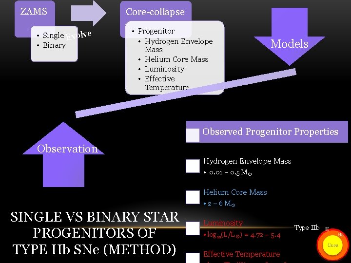 ZAMS • Single Evolve • Binary Core-collapse • Progenitor • Hydrogen Envelope Mass •