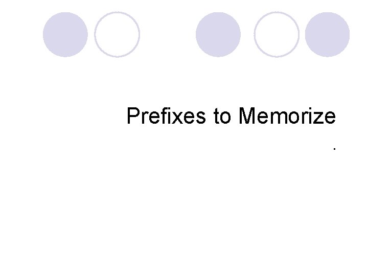 Prefixes to Memorize. 