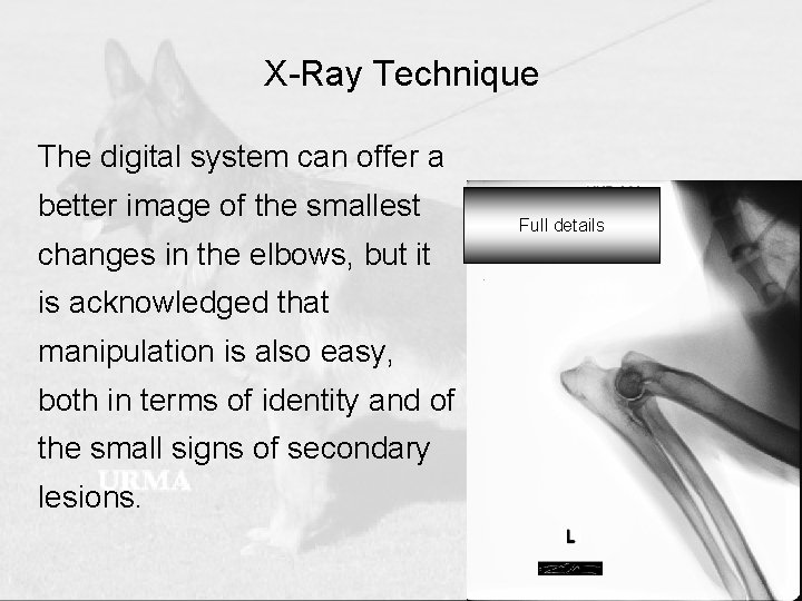 X-Ray Technique The digital system can offer a better image of the smallest changes