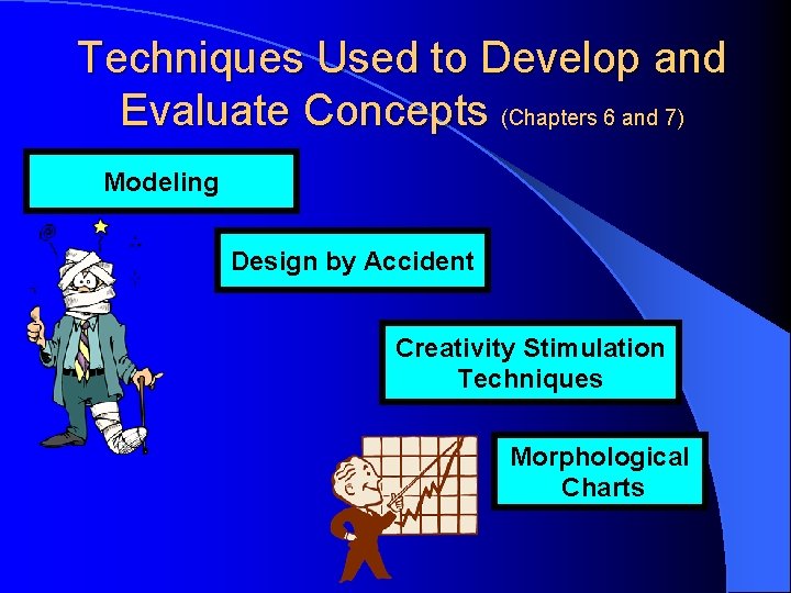 Techniques Used to Develop and Evaluate Concepts (Chapters 6 and 7) Modeling Design by