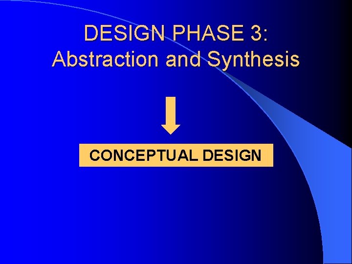 DESIGN PHASE 3: Abstraction and Synthesis CONCEPTUAL DESIGN 