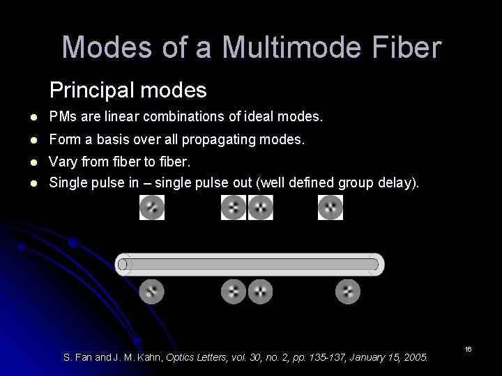 Modes of a Multimode Fiber Principal modes l PMs are linear combinations of ideal