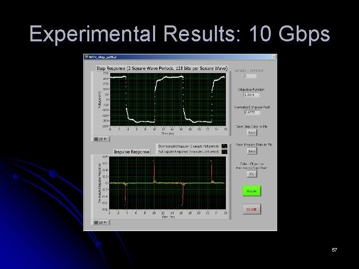 Experimental Results: 10 Gbps 57 