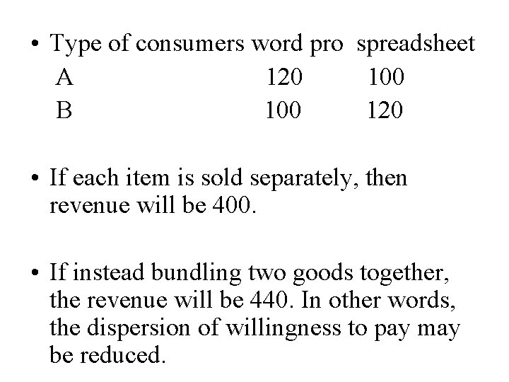  • Type of consumers word pro spreadsheet A 120 100 B 100 120